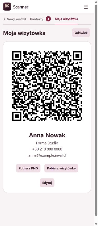Moja wizytówka — BC Scanner